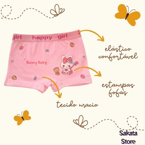 Calcinha Boxer Shortinho Menina Infantil