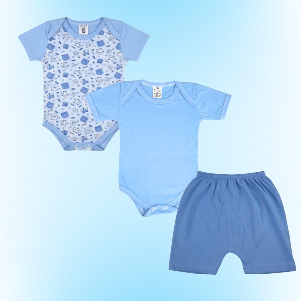 Kit 3 Peças Essenciais Verão Roupa De Bebê liso/ Estampado