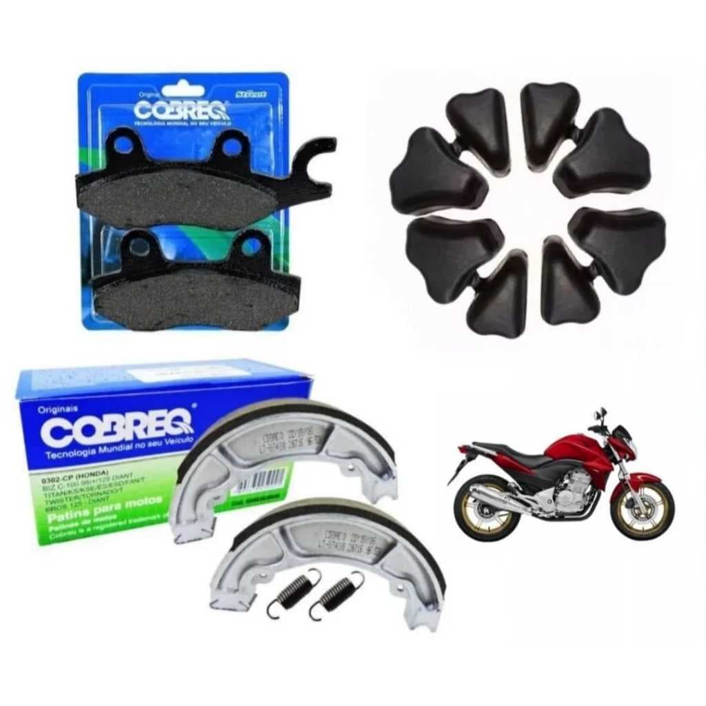Kit LonaTraseira Pastilha Dianteira Com bucha Honda TWISTER 250 CB300 ORIGINAL COBREQ PROMOÇÃO