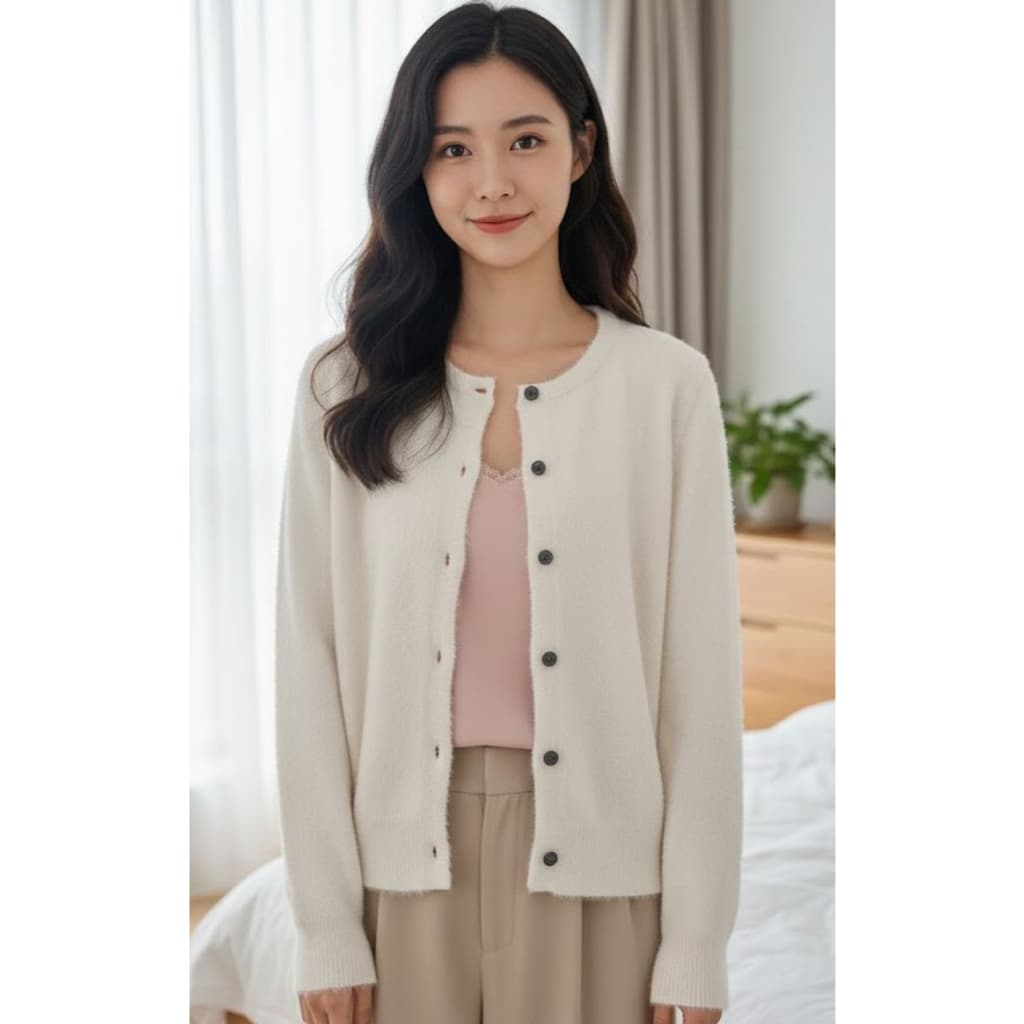 cardigan branco pelinho tricot peludinho coquette soft girl kawaii aesthetic y2k coreano japão