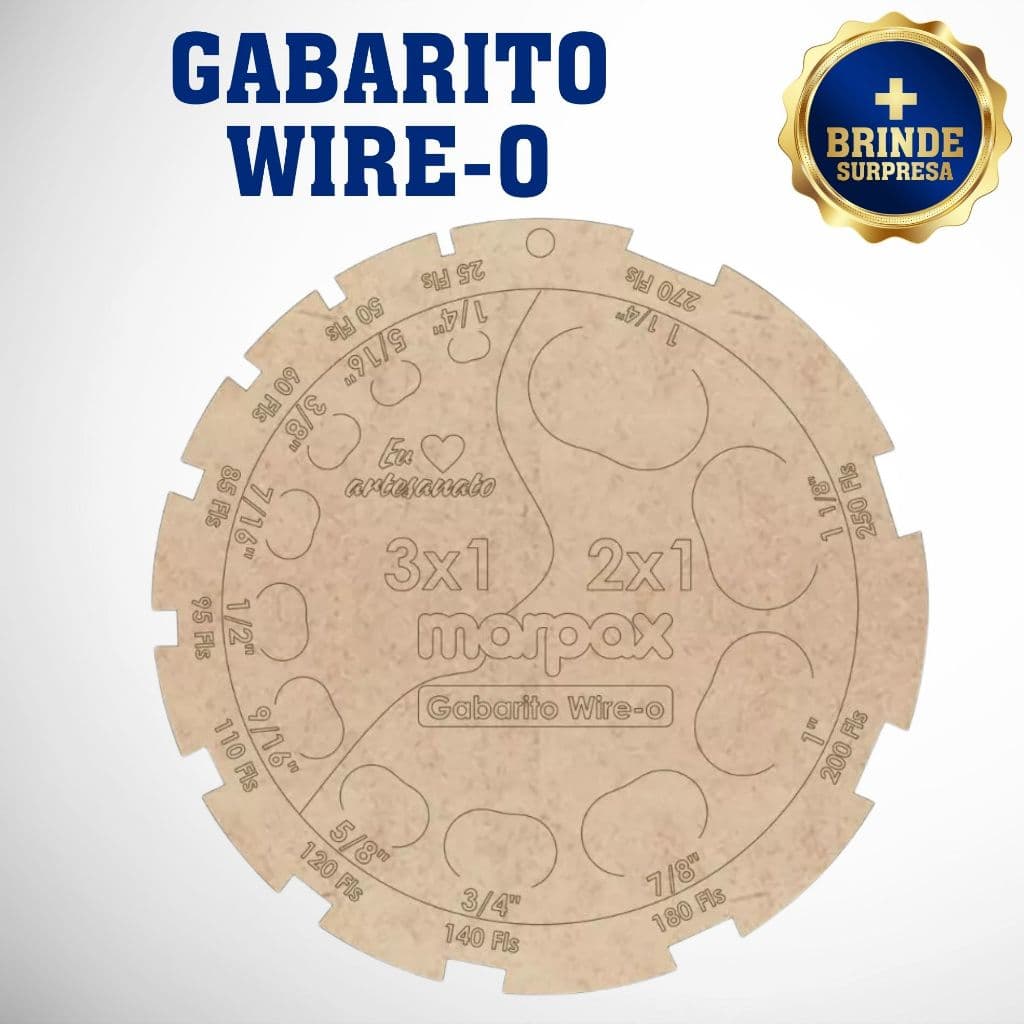 Gabarito Wire-o Encadernação 2x1 e 3x1 - Régua Medidora de Furos com Brinde Surpresa