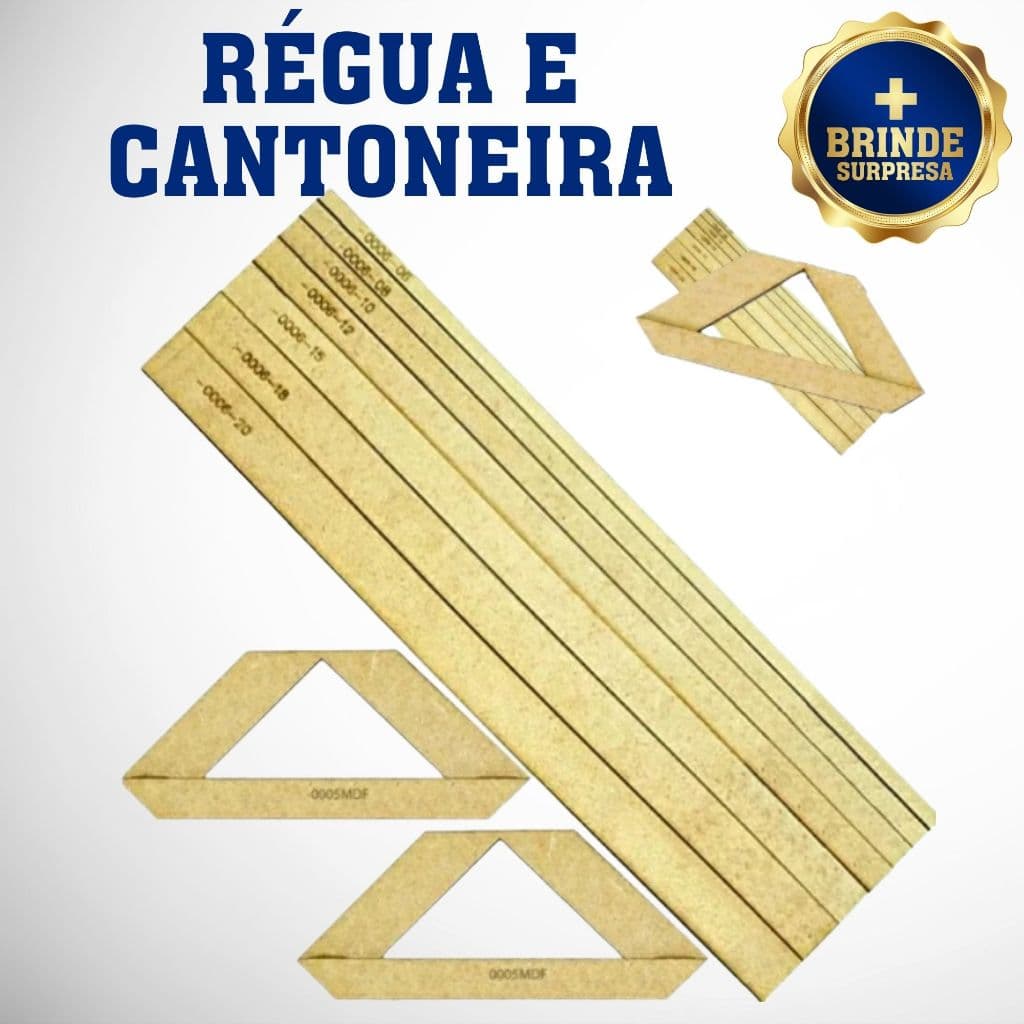 Kit Régua de Encadernação e Cantoneira Fio de Cabelo - Conjunto Completo em MDF com Brinde Surpresa