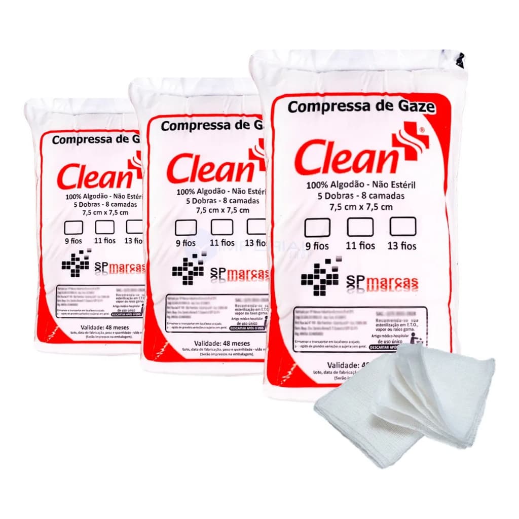 3  Pacotes Gaze Clean Bem Mais - 480 Gramas