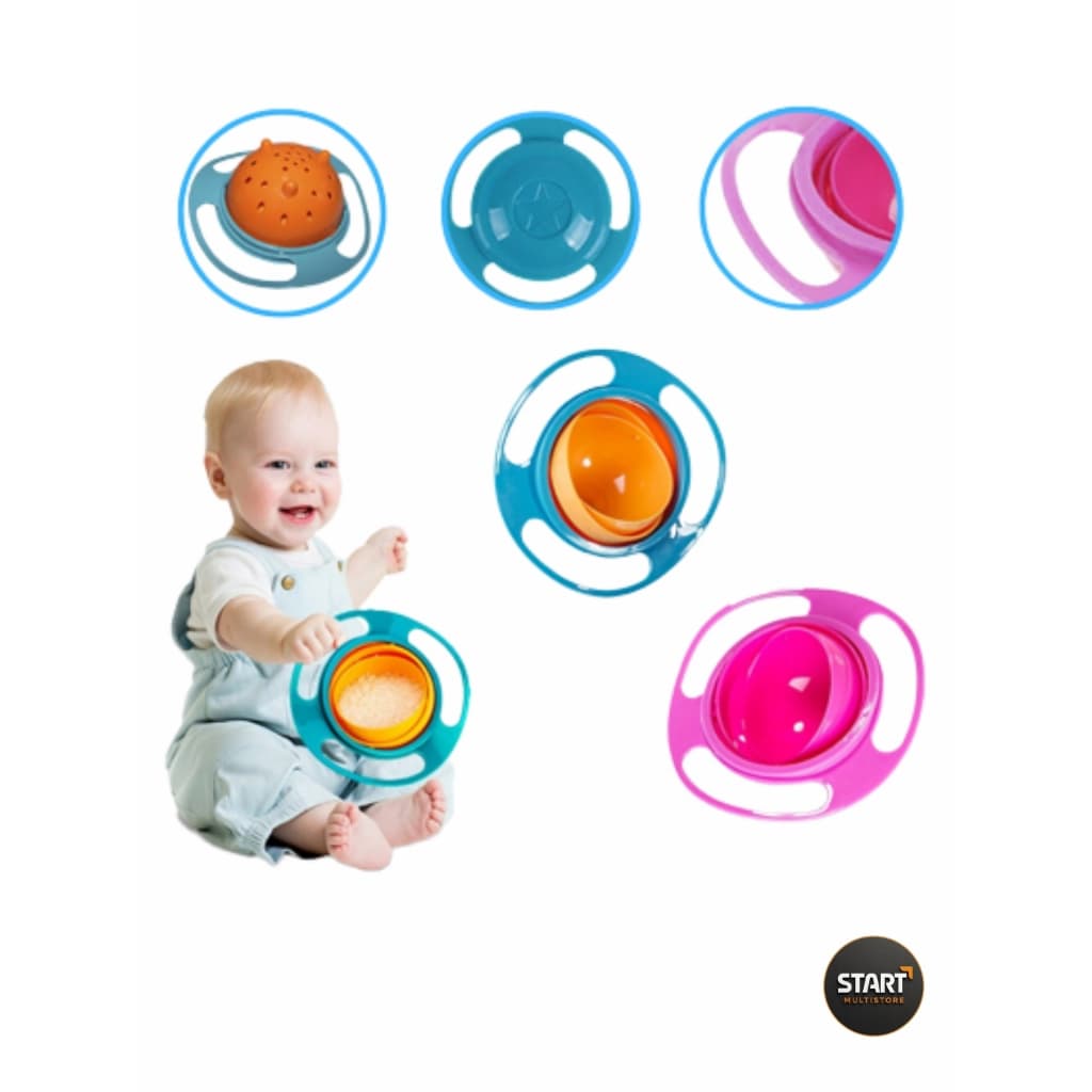 Pratinho Pote Bowl Prato Mágico Giratório 360° Infantil Não Cai Alimento Refeição bebe