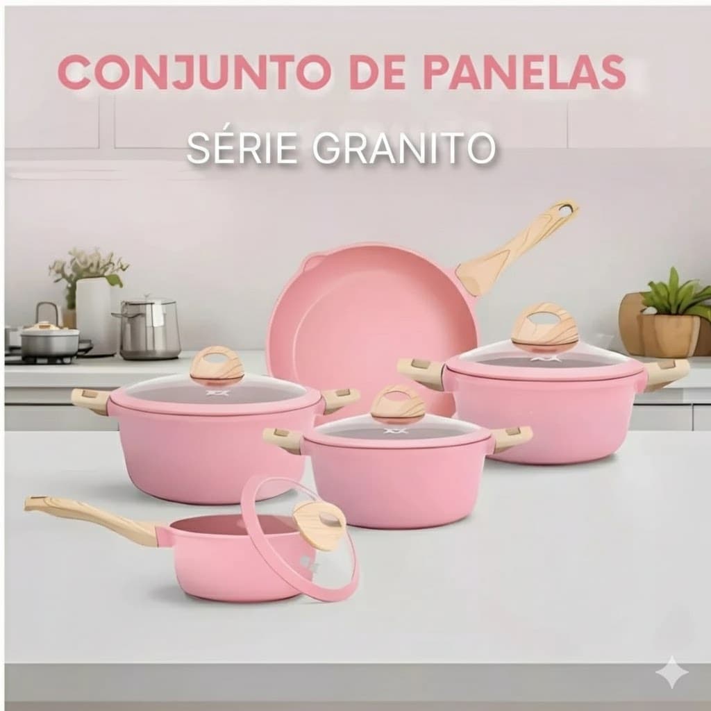 Jogo de Panelas Cerâmica Antiaderente 10 Peças – Kit 5 Panelas com Tampas, Cozinha Doméstica, Alta Qualidade