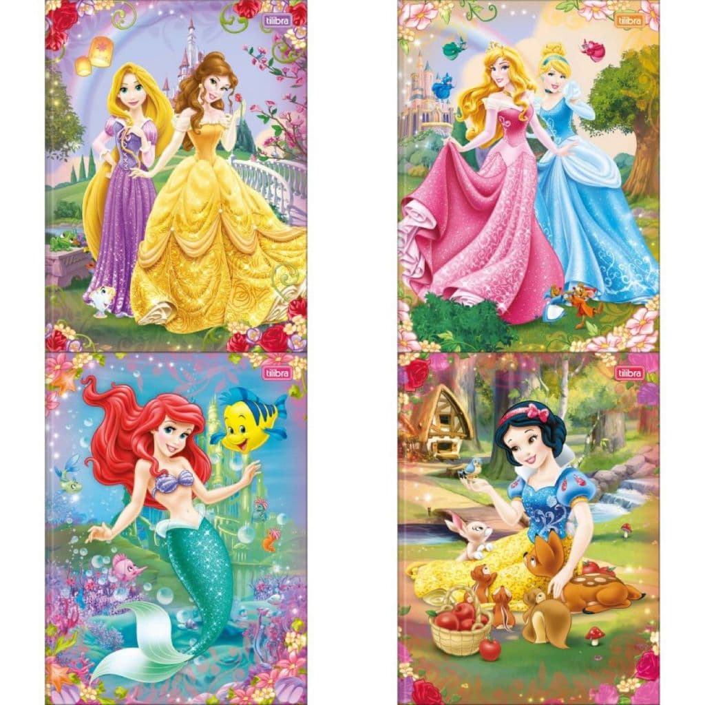 Tilibra Caderno Brochurão Universitário Princesas capa dura 200 x 275mm 48 folhas