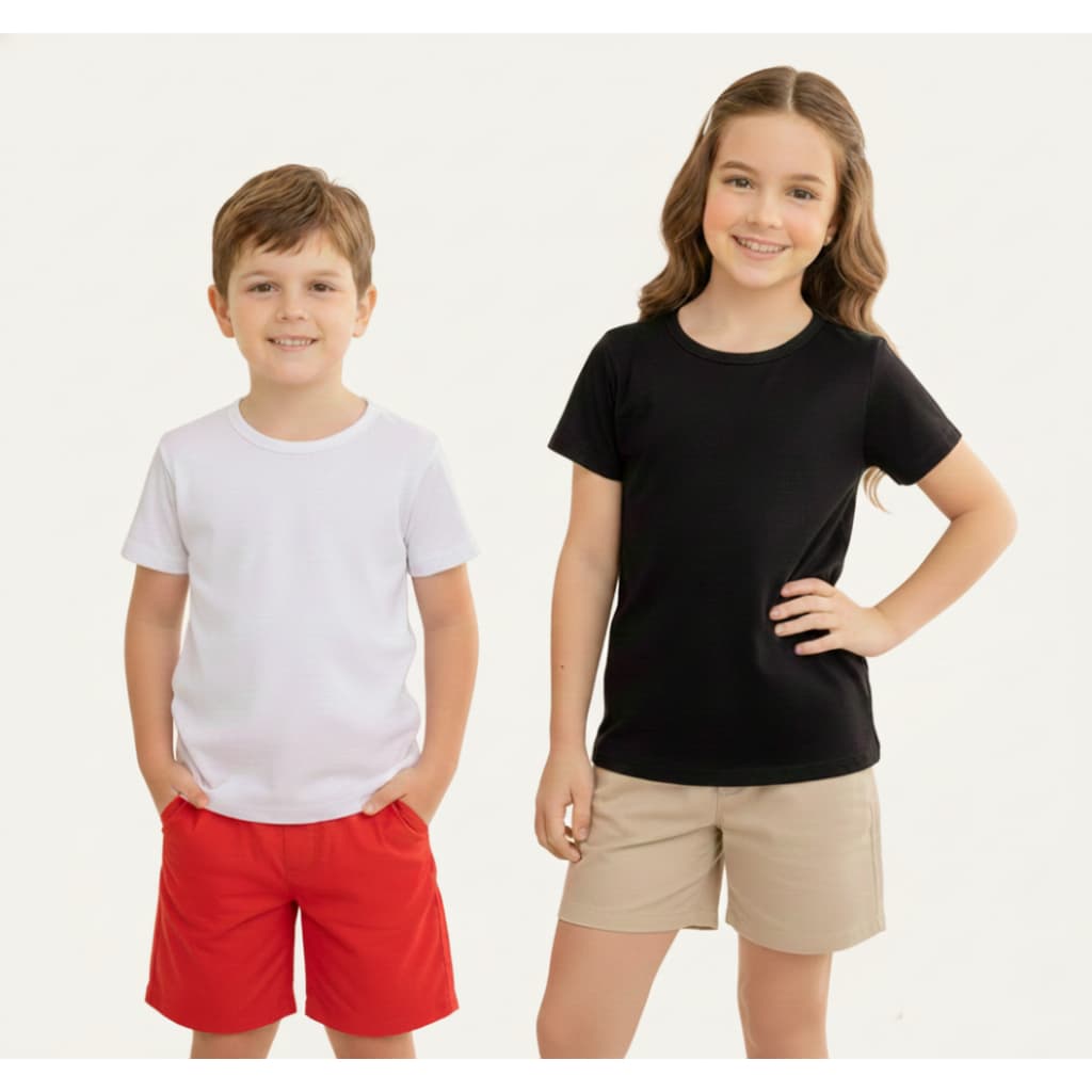 Kit 3 Camiseta Infantil Básica Menina e Menino Manga Curta Verão