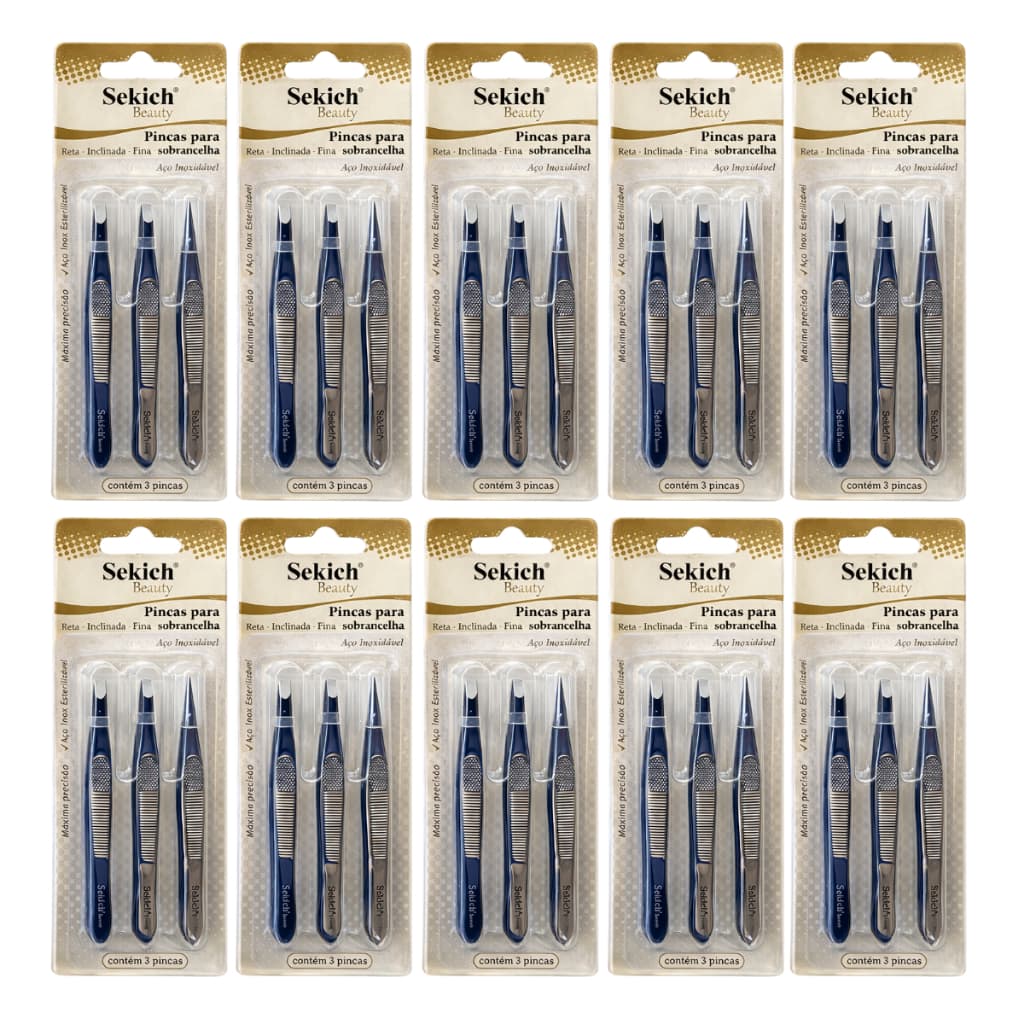 KIT 10 UNIDADES – PINÇA SEKICH SOBRANCELHA PROFISSIONAL ESTÉTICA FACIL SALÃO DE BELEZA