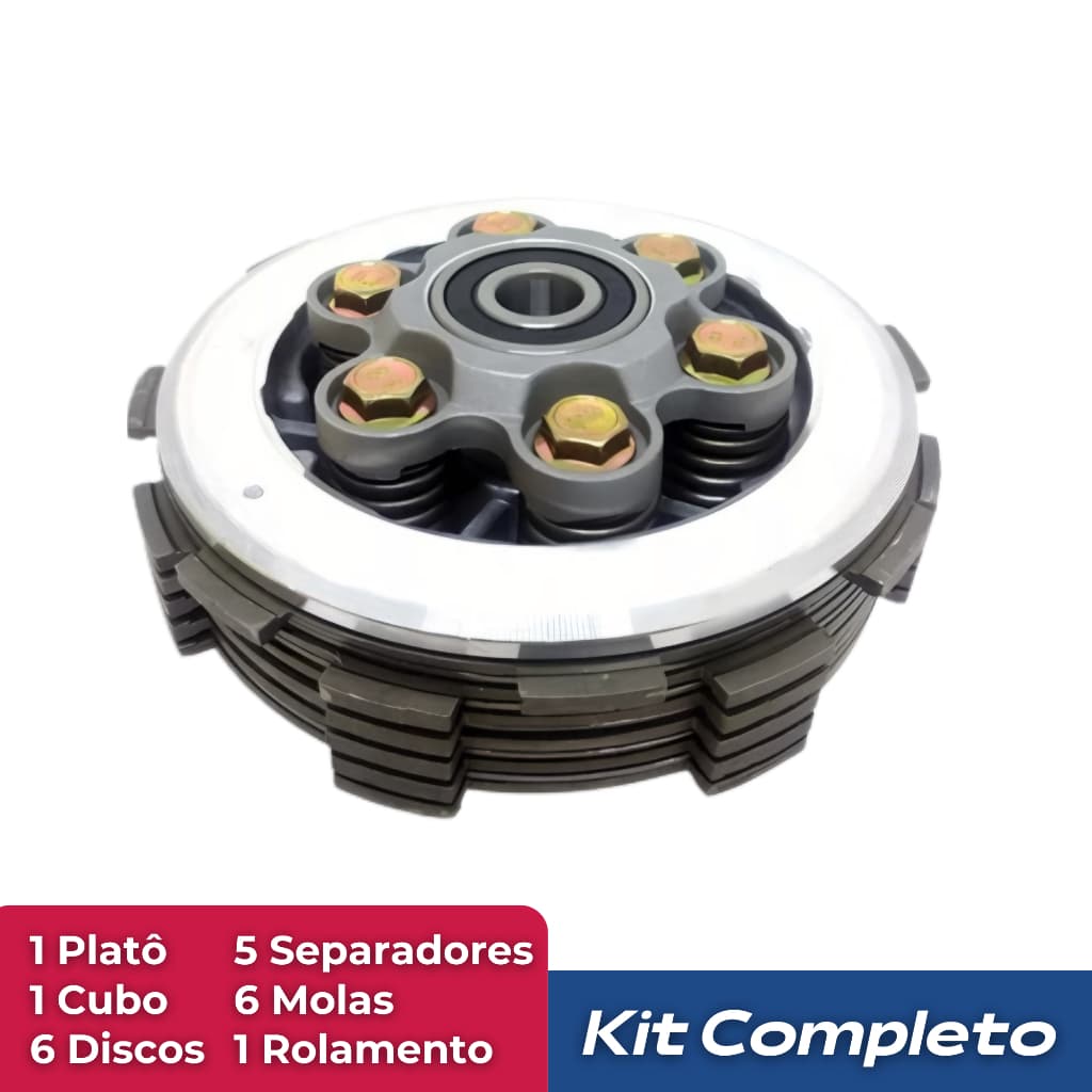 Kit Embreagem Completa Competição 6 Molas Cg Titan Fan 125 150 160 Nxr Bros 150 160 2009 2010 2011 2012 2013 2014 a 2024