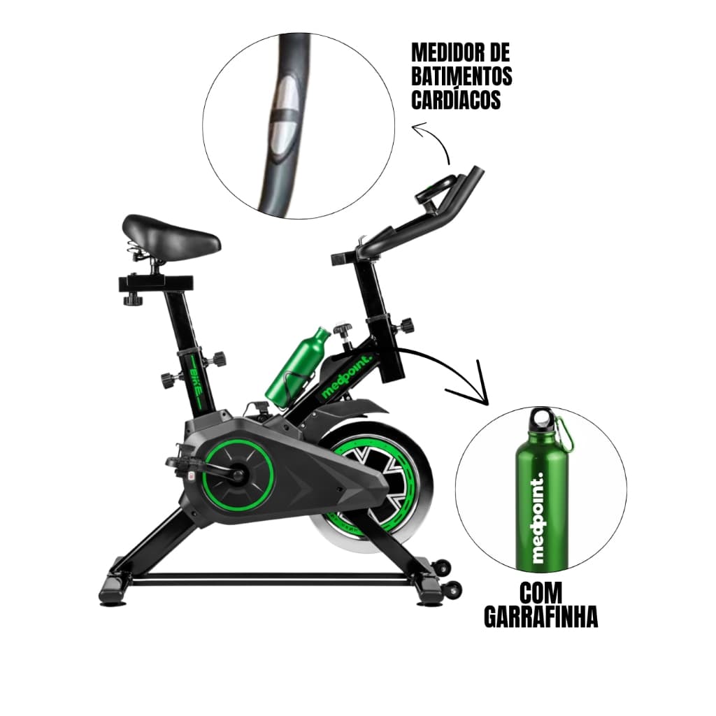 Bike Bicicleta Ergometrica Spinning treino Medpoint Exercicio Monitor Digital Vermelha Verde