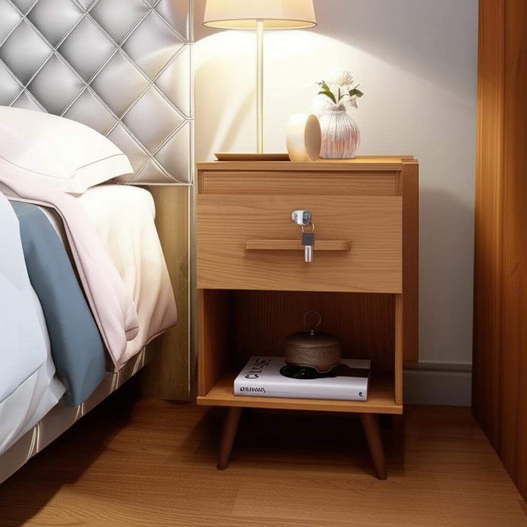 Mesa De Cabeceira C/ Chave Cama Box Quarto Sala 1 Gaveta Nicho Freijó