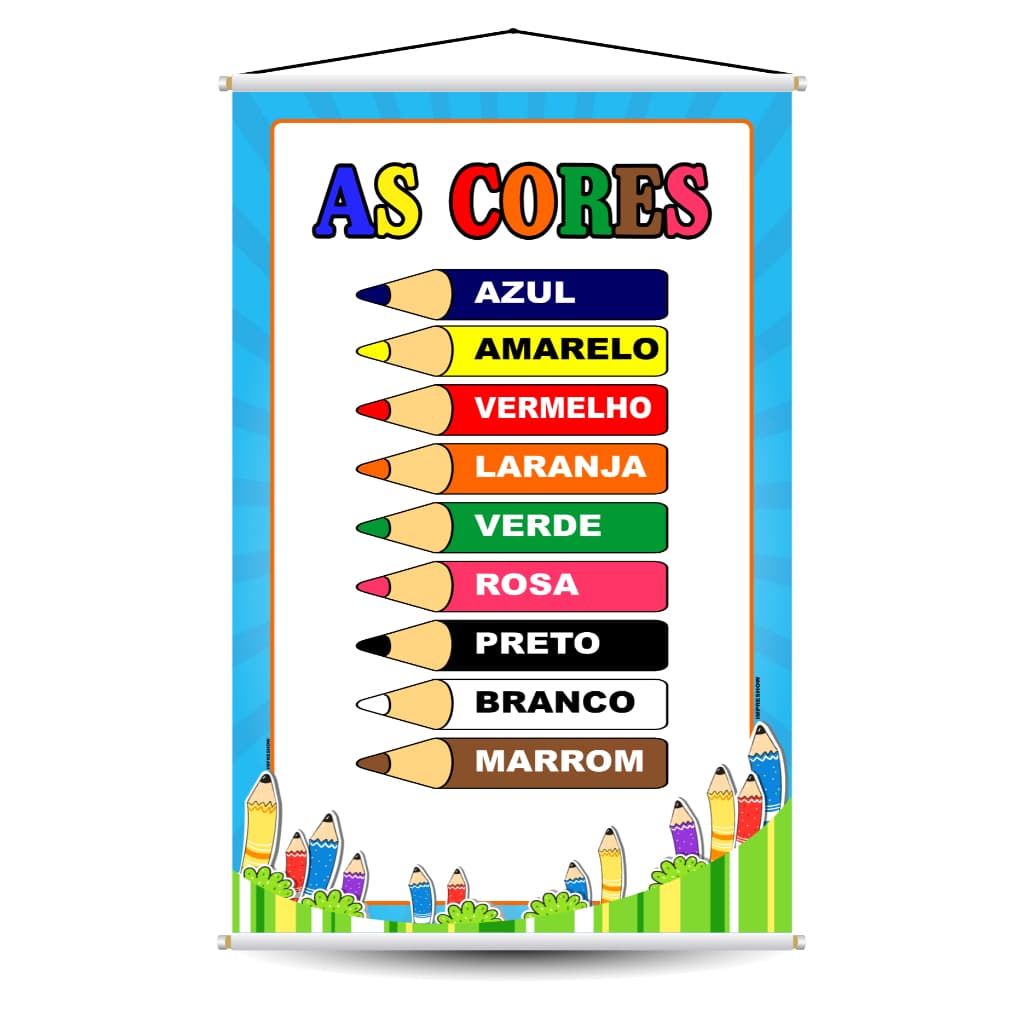 Banner Educativo Infantil As Cores - Material Pedagógico Escolar para Ensino das Cores e Decoração de Sala de Aula