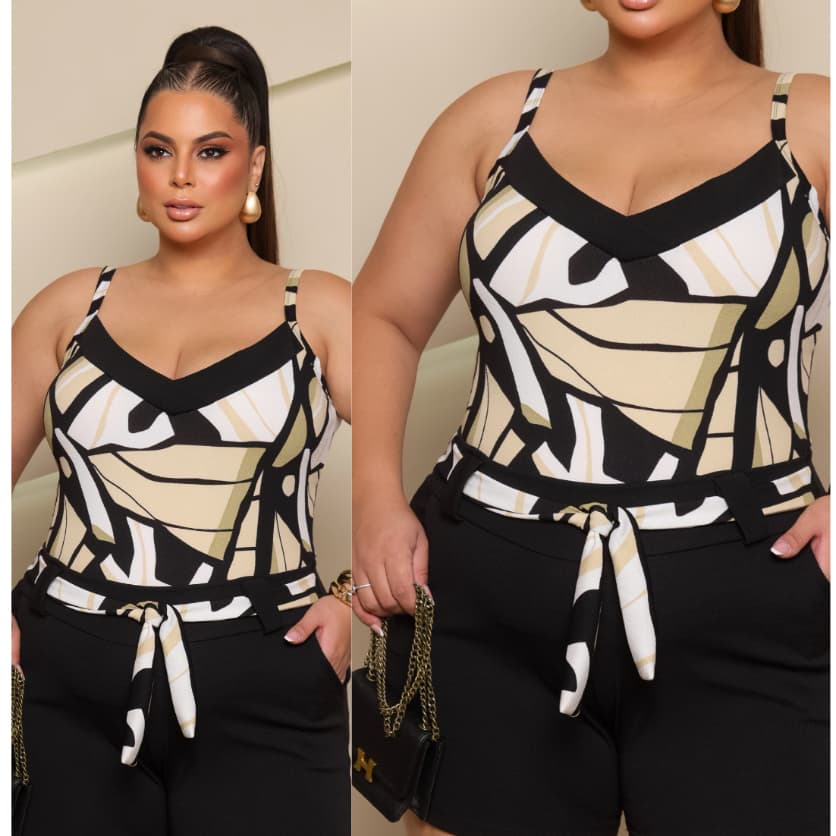 Conjunto Feminino Plus Size Elegante Blusa Plus Size e Short