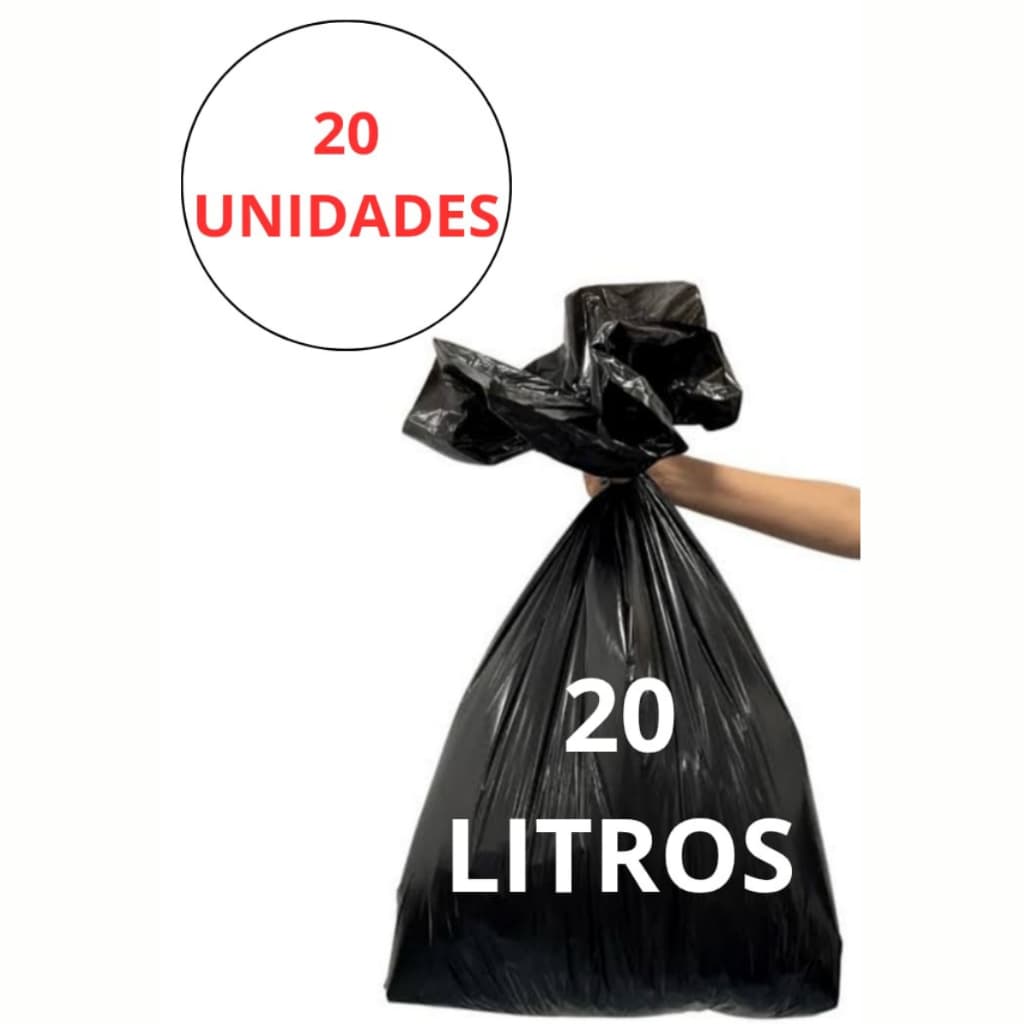 Saco de Lixo Preto de 20 Litros com 20 Unidades Resistente