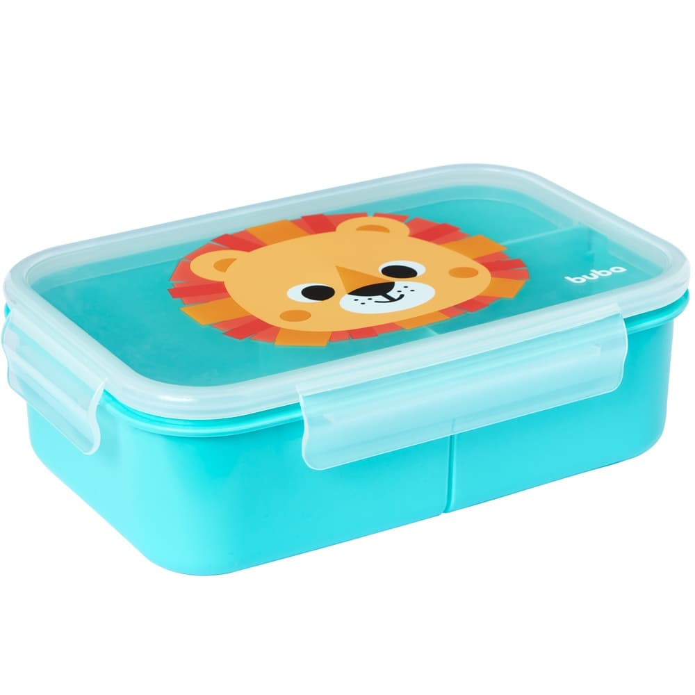 LunchBox Pote Hermético com Divisórias Buba Zoo Leão Lanche Marmita Infantil Lancheira