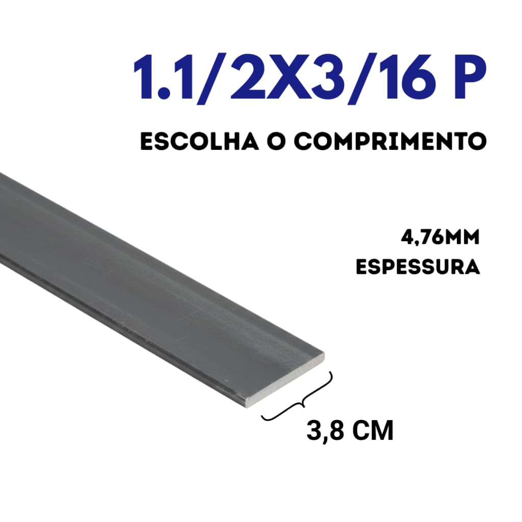 Barra Chata 1.1/2x3/16 P (38X3mm) Escolha o Comprimento - Ferro Chato