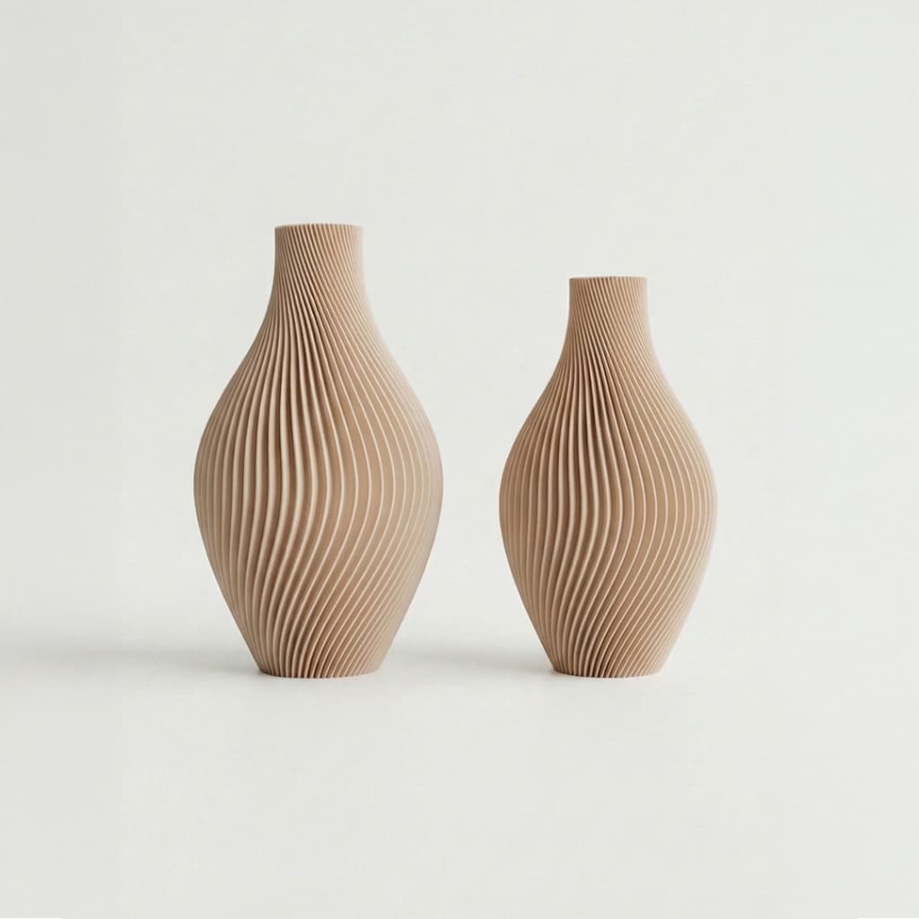 Kit 2 Vasos Decorativos em Espiral Minimalista Duna – Moderno Para Casa Sala Escritório