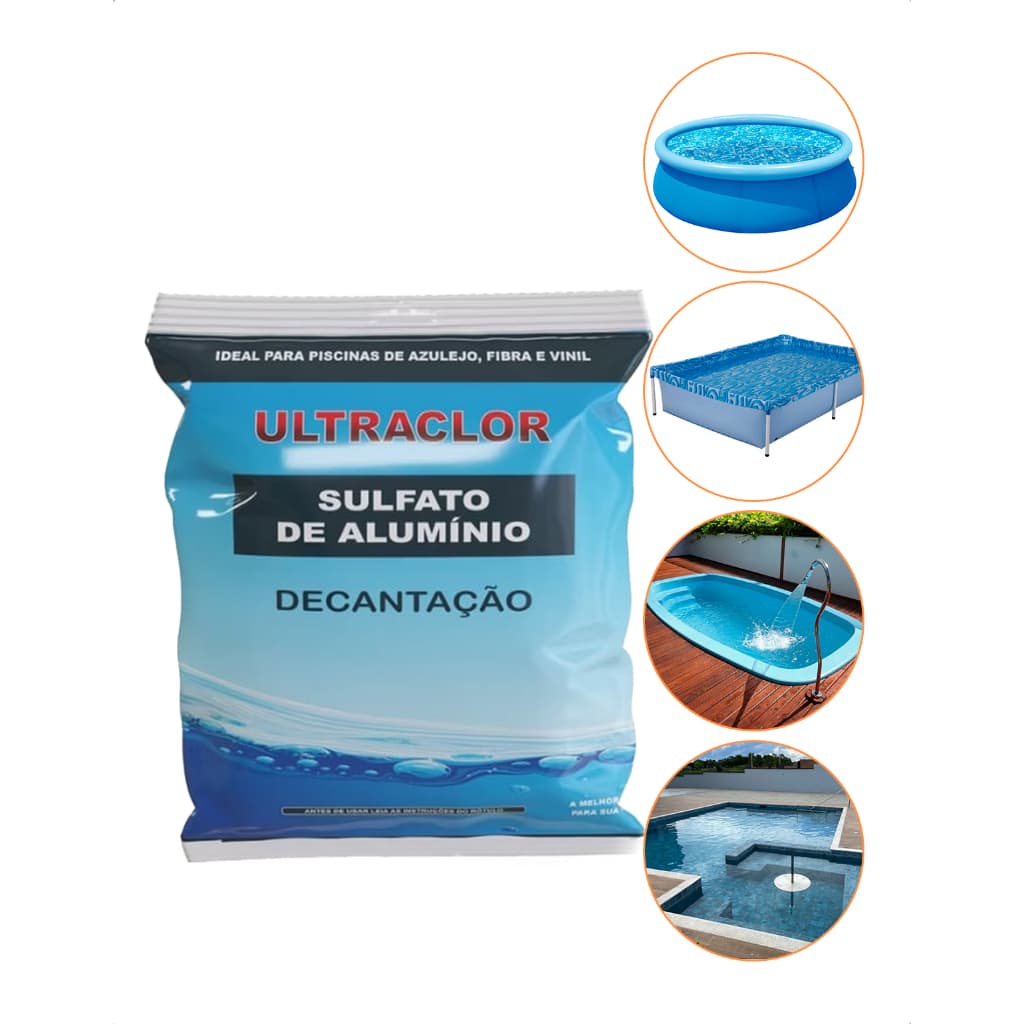 Kit Sulfato de Alumínio Decantador Clarificante Perfeito para Limpar Piscinas de Azulejo Fibra Vinil