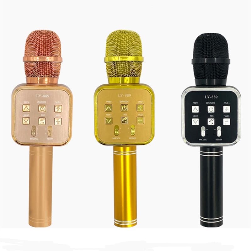 microfone  sem fio bluetooth   handheld música áudio telefone alto-falante cantando ktv flash led luz microfones