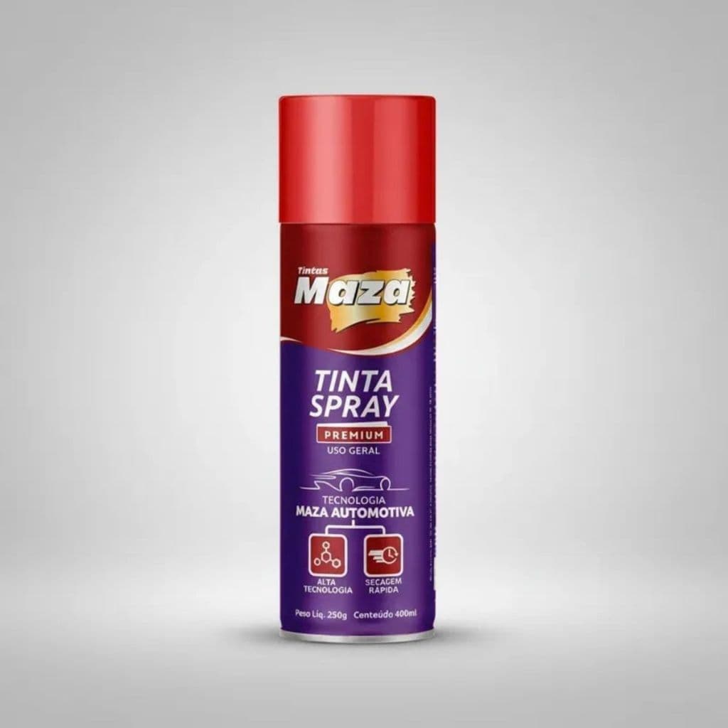 Tinta Spray Vermelho Brilhante Premium Maza Automotivo Secagem Rápida
