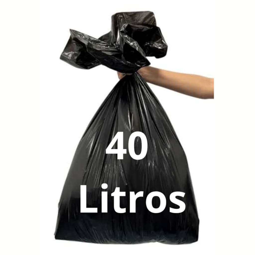 Saco de Lixo Preto de 40 Litros com 20 Unidades Resistente