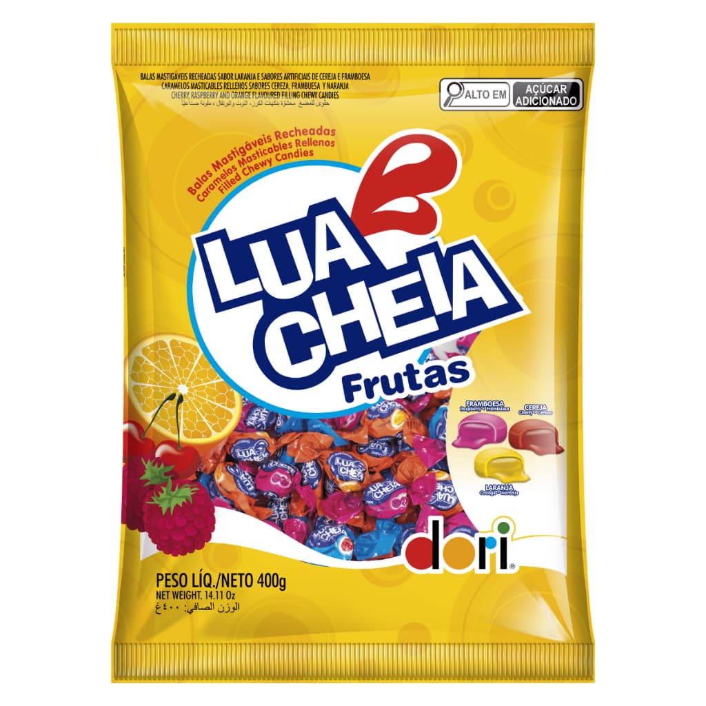 Bala Mastigável Recheada Lua Cheia Frutas 400g – Dori