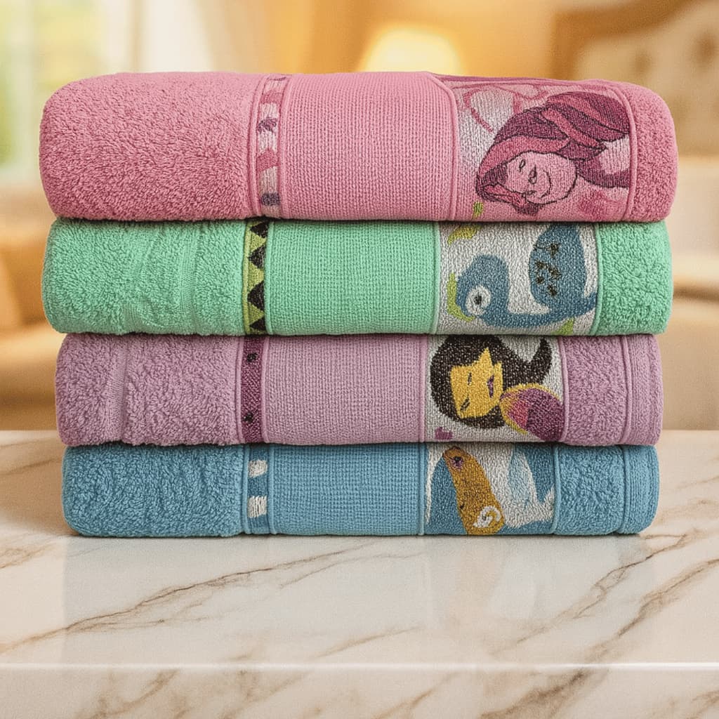 Kit Toalha de Banho Infantil 100% Algodão Cores Sortidas 75x115cm | Coleção Kids