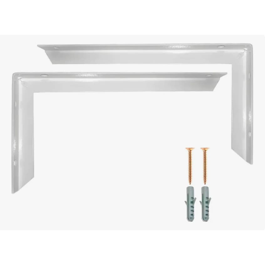 2 Suporte Mão Francesa Reforçada 30cm Branca + Parafusos