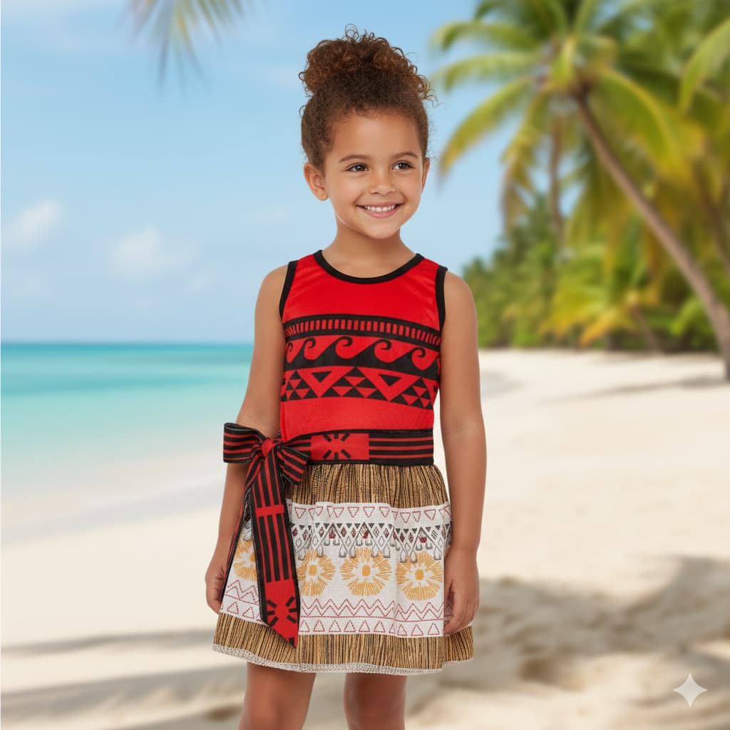 vestido fantasia moana traje temático infantil e adulto personagem tecido fresquinho envio imediato