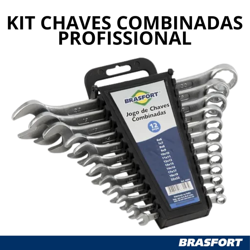 Kit Jogo Chaves Combinadas Em Aço De 6 Á 22mm 12 Peças 6034