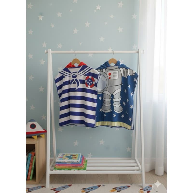 Toalha infantil kit 2 toalhas astronauta marinheiro poncho menino chessed