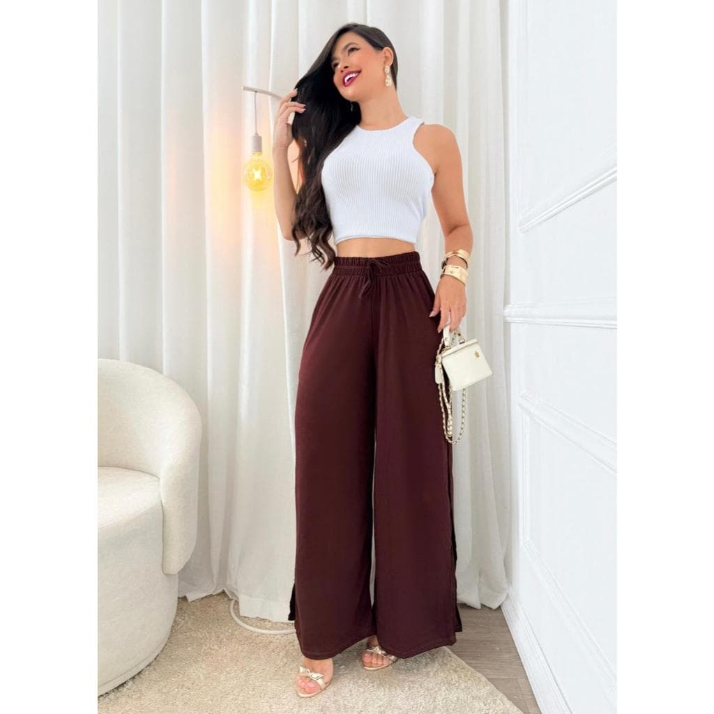 CALÇA PANTALONA  FENDA NA LATERAL
