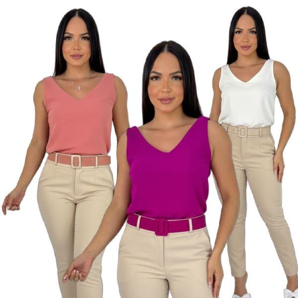 Blusa Feminina Elegante  Alça Grossa Duna