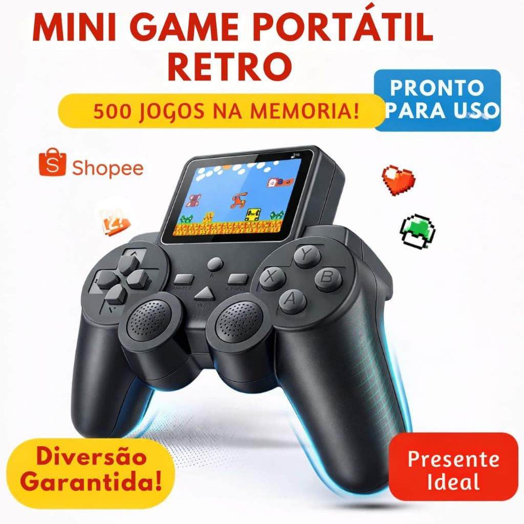 OFERTA Mini Game Retro Recarregável 520 Jogos Video Game Portátil Viagem