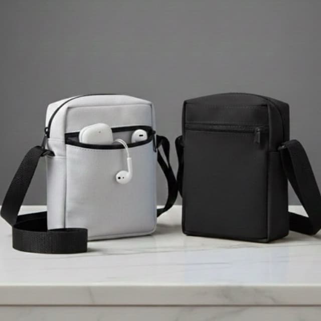 COMBO Pochete Bag Masculina Transversal Preto e Cinza, Shoulder Bag ou Pochete Unissex