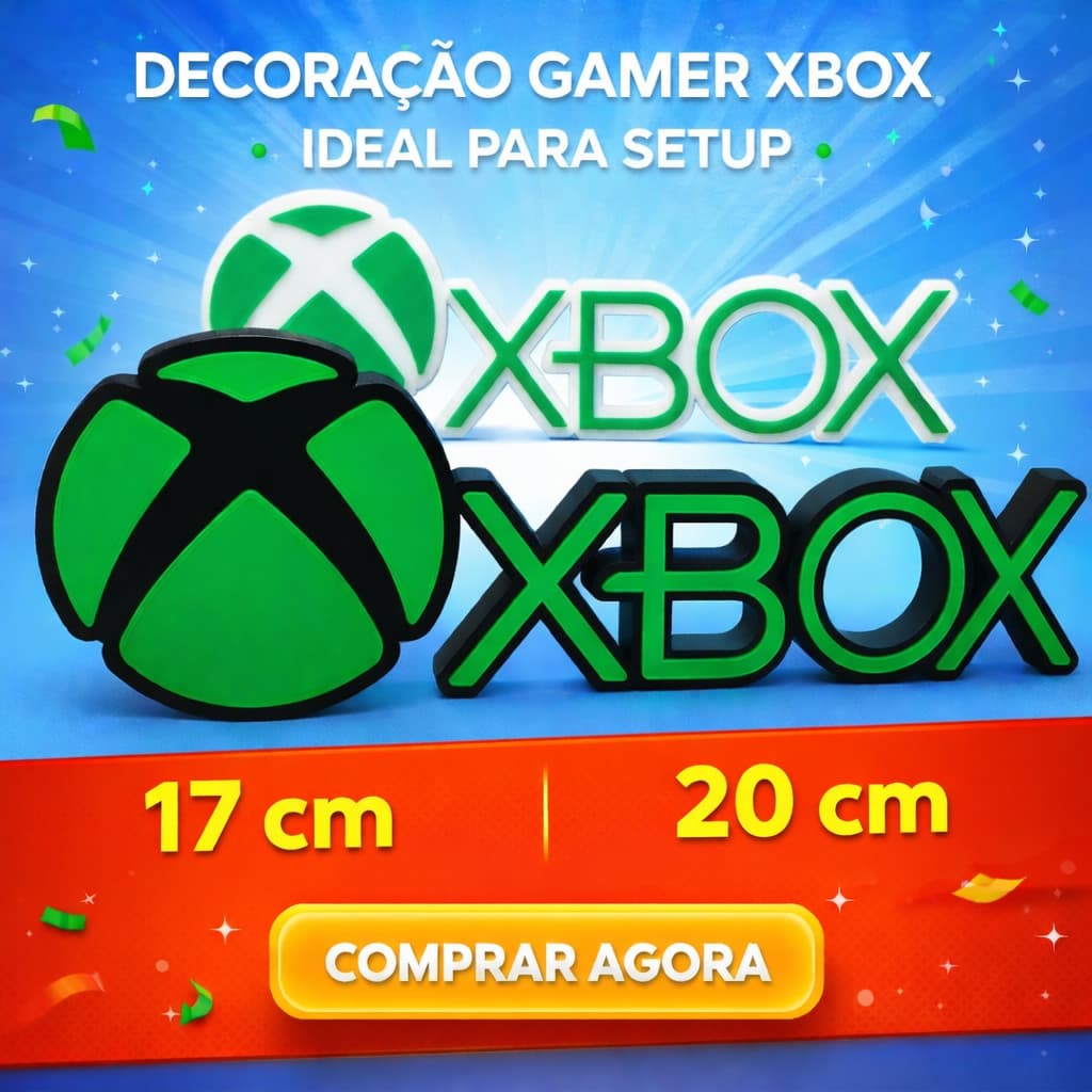 Letreiro Xbox 3D Decorativo | Logo Xbox em Impressão 3D | Decoração Gamer para Setup Escritório Geek