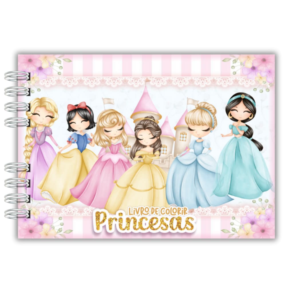 Livro de Colorir Princesas_Capa Dura_50 pág_Desenhos Inafantis para Colorir com canetinhas