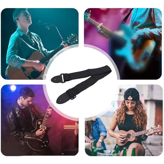 Correia almofadada Ibanez Alça para Guitarra, Baixo, Violão, Ukulele de Nylon Preto Modelo NY-600