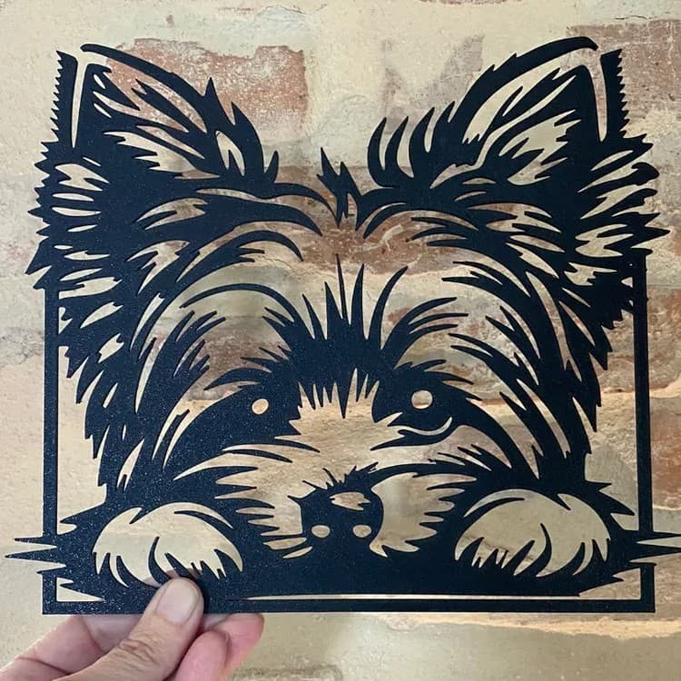 Decoração Cachorro Yorkshire em PLA 16,5 x 14 | Enfeite Pet Moderno para Parede | Presente Criativo para Amantes de Pets