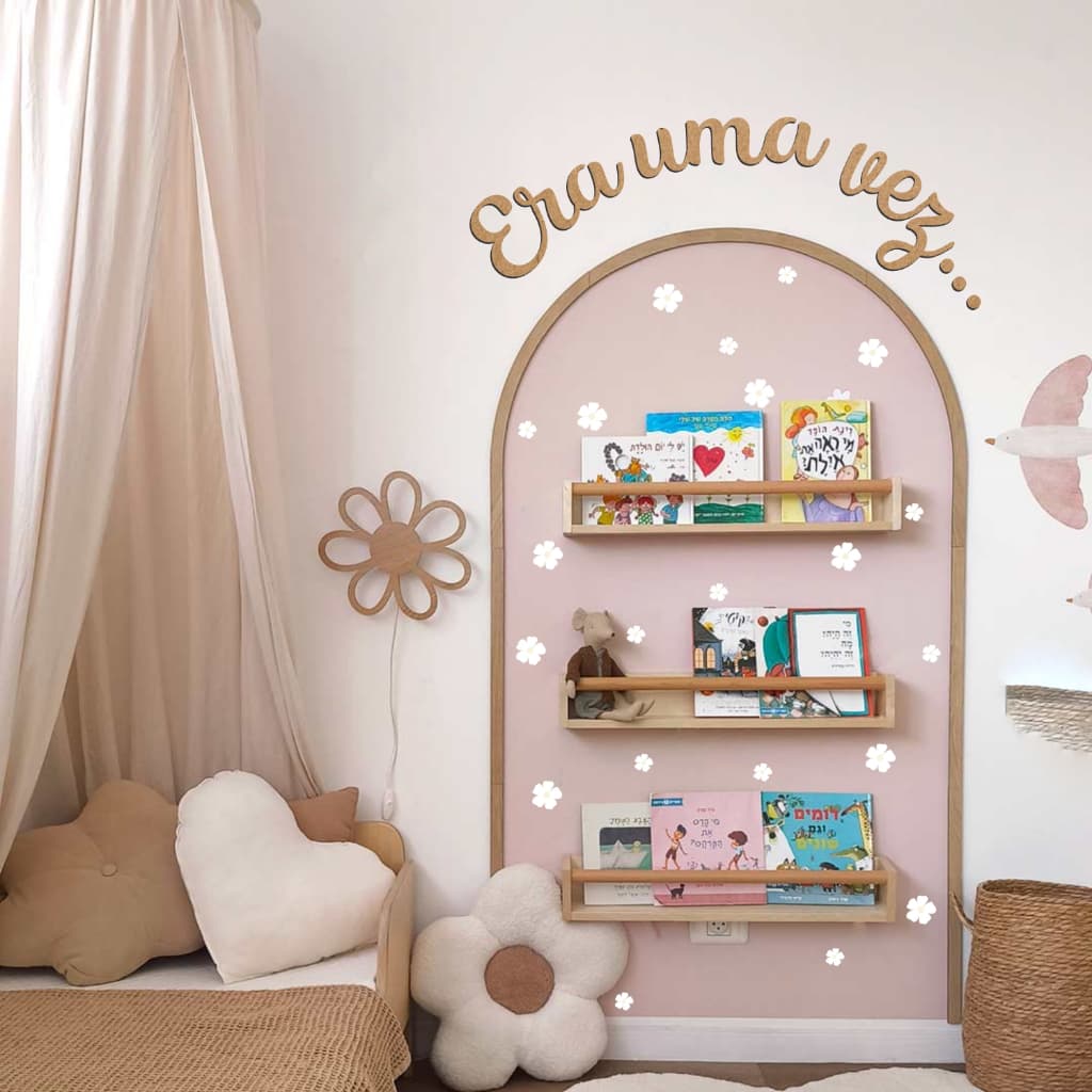 Adesivo de Parede Arco Romano Floral com opção de frase e moldura