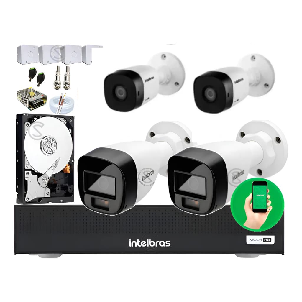 Kit 4 Cameras com Dvr 8 Canais