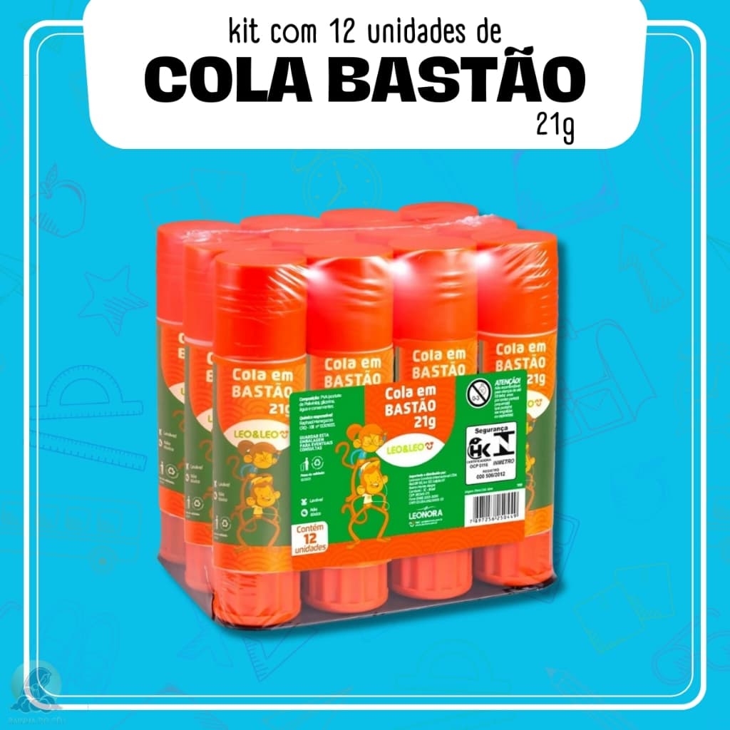kit 12 Colas em Bastão 21 grs Leo&Leo - Secagem Rápida e Alta Fixação