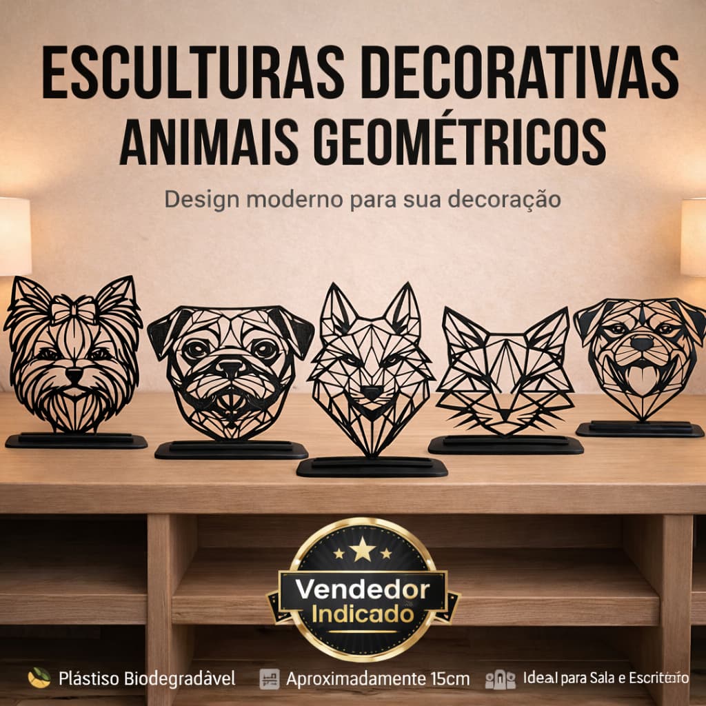 Escultura Decorativa de Animais Geométricos – Decoração Moderna para Casa, sala, escritório