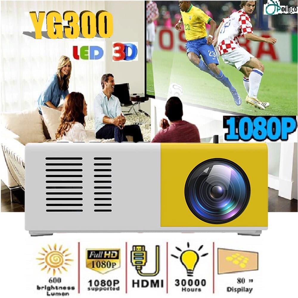 Mini Projetor Portátil Led 1080p 600 Lúmens Hdmi YG300 Envio Imediato simplus