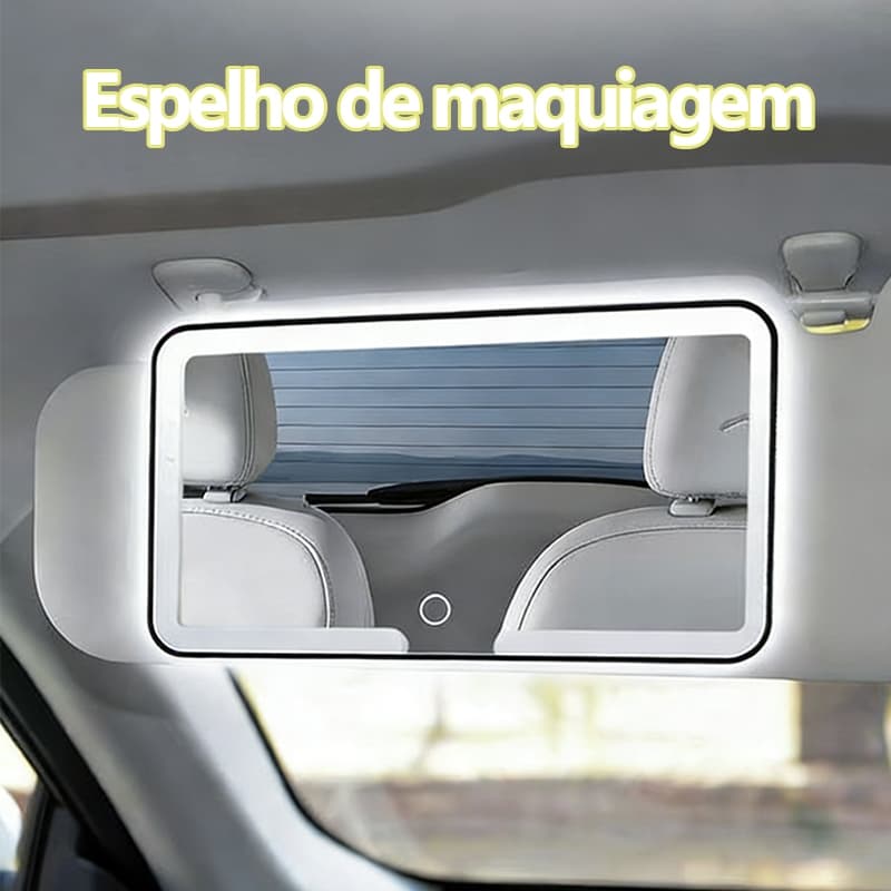 Visor Do Carro Espelho De Maquiagem Toque Recarregável Tela Sensível Ao Comutável