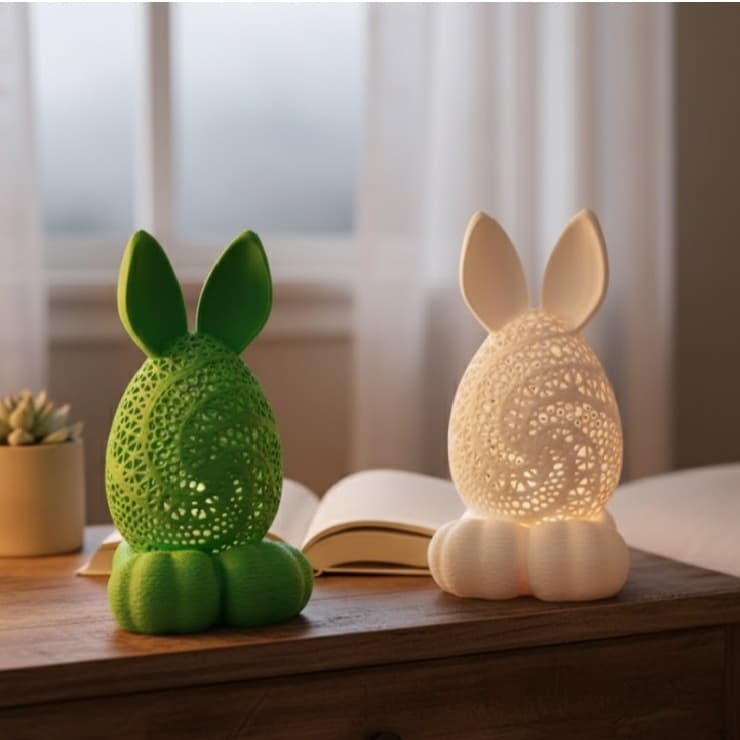 Luminária Decorativa de Páscoa Coelho com Vela LED