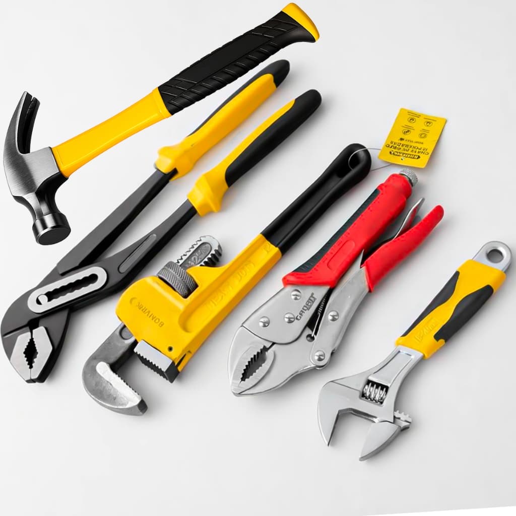 Kit de Ferramentas Alicate Articulado Chave Inglesa Grifo Alicate de Pressão Martelo