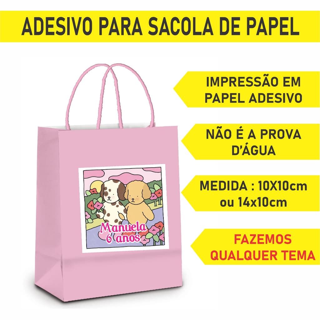 ADESIVO  PERSONALIZADO PARA SACOLA DE PAPEL - FAZEMOS QUALQUER TEMA