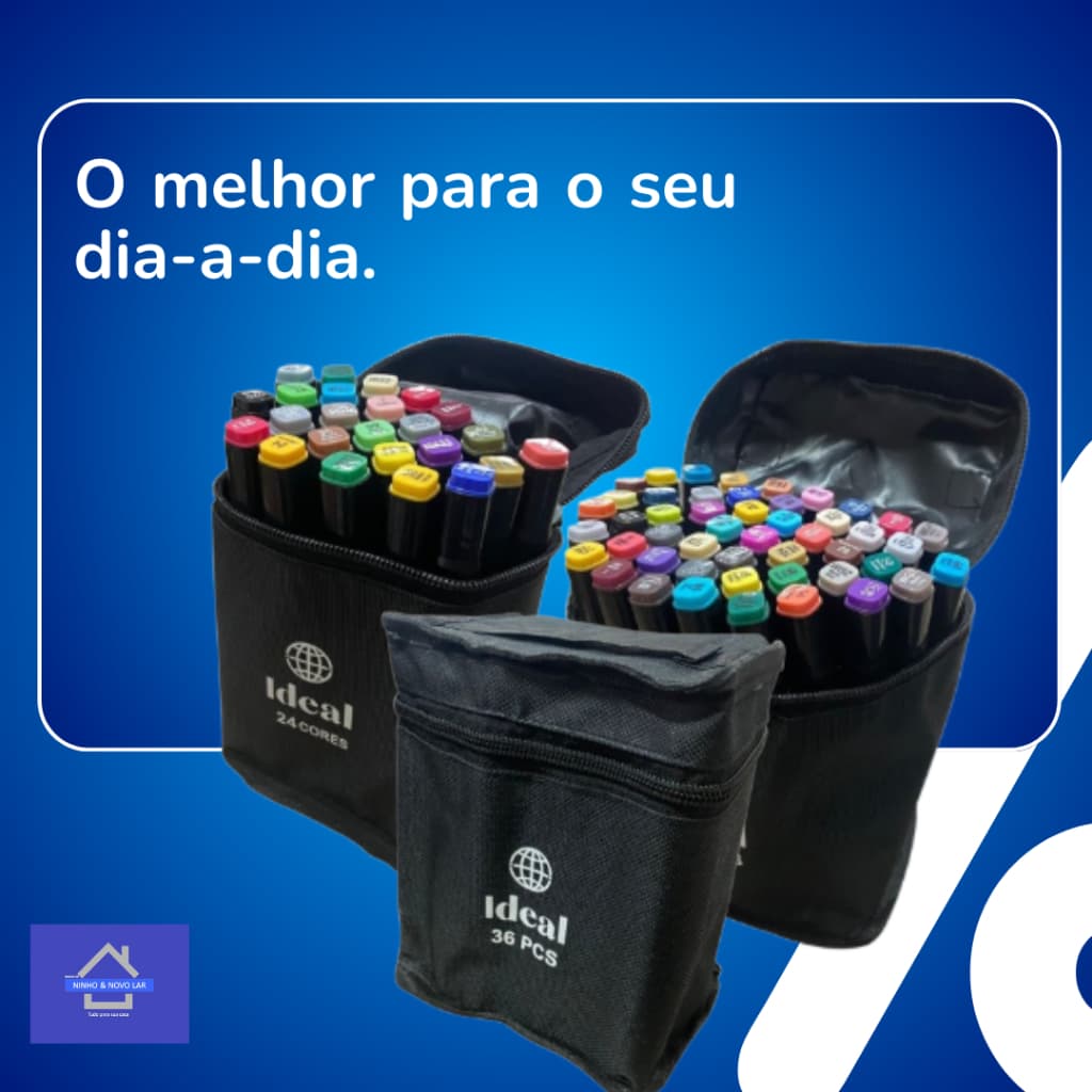 Estojo com Canetas Hidrográficas para Colorir – Kit 24, 36 ou 48 Cores