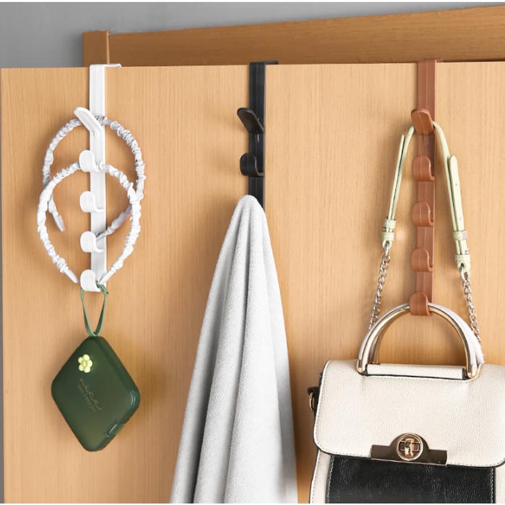 Kit 3 Cabide Suporte Para Porta Com 5 Ganchos Para Pendurar Da Porta/Bolsas/Chapéus/Acessórios